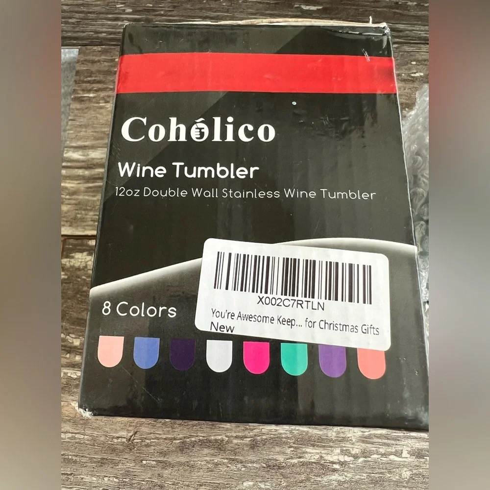 Coholico Wine Tumbler 12oz Stainless Insulated Teal You’re Awesome Gag Gift New‎
